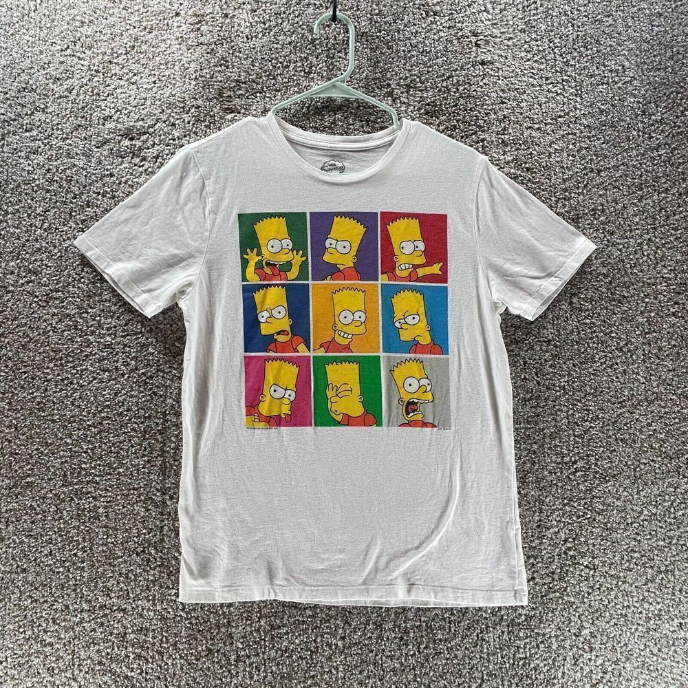 The Simpsons Shirt Adult Medium‎ White Short Sleeve 2021 Fox Short Sleeve Mens